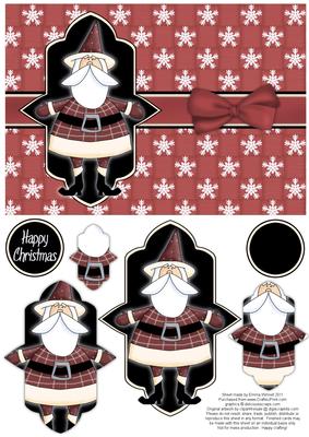 Sweet Santa Pyramage Card - Red