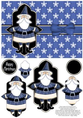 Sweet Santa Pyramage Card - Blue
