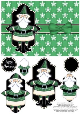 Sweet Santa Pyramage Card - Green