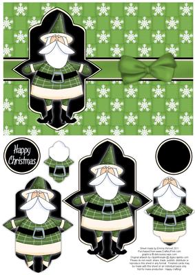 Sweet Santa Pyramage Card - Olive Green