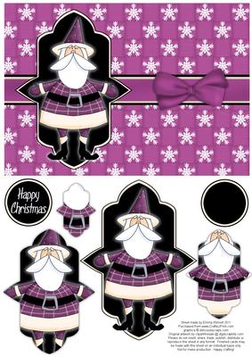 Sweet Santa Pyramage Card - Plum