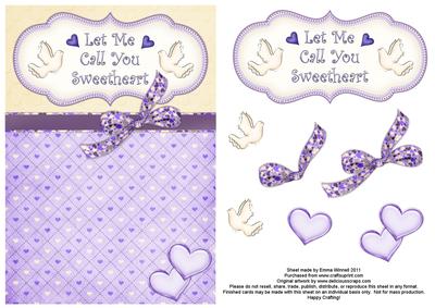 Let Me Call You Sweetheart Decoupage Card - Lilac