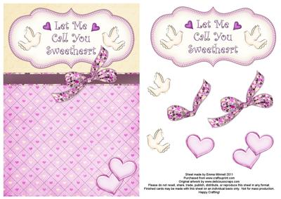 Let Me Call You Sweetheart Decoupage Card - Pale Mauve