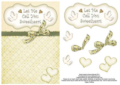 Let Me Call You Sweetheart Decoupage Card - Primrose Yellow