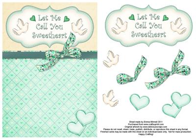 Let Me Call You Sweetheart Decoupage Card - Aqua