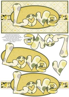 Love Hearts Dl Decoupage Card - Primrose Yellow