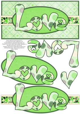 Love Hearts Dl Decoupage Card - Pistachio