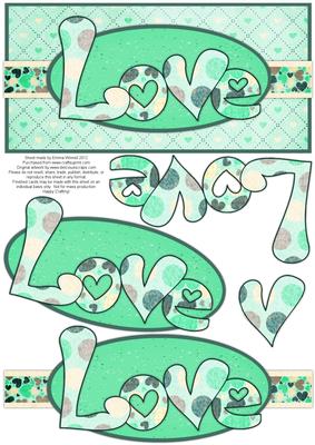 Love Hearts Dl Decoupage Card - Aqua