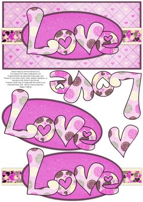 Love Hearts Dl Decoupage Card - Pale Mauve