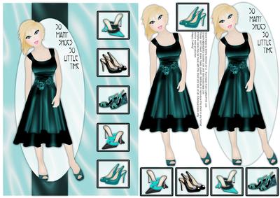 So Many Shoes So Little Time Decoupage Card - Teal & Cyan