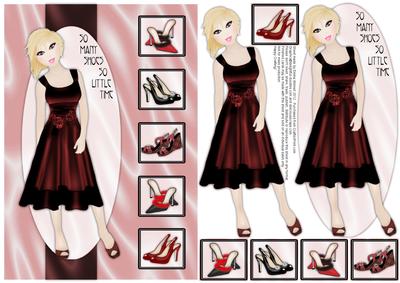 So Many Shoes So Little Time Decoupage Card - Coral & Maroon