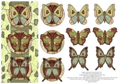 Beautiful Butterflies with Love Decoupage Card - Pistachio