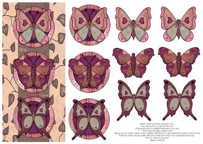 Beautiful Butterflies with Love Decoupage Card - Dusky Pink