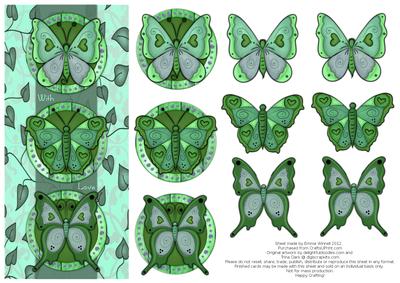 Beautiful Butterflies with Love Decoupage Card - Aqua