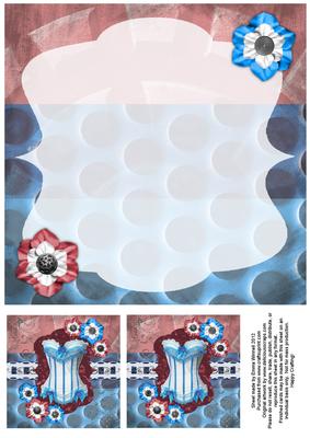 Frilly Corset 8x8 Insert & Tags - Sky Blue & Burgundy