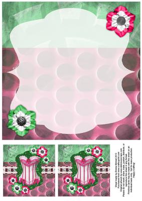 Frilly Corset 8x8 Insert & Tags - Hot Pink & Green