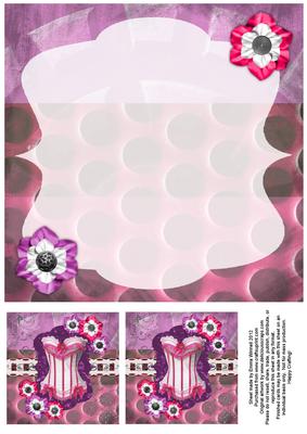 Frilly Corset 8x8 Insert & Tags - Hot Pink & Purple