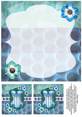 Frilly Corset 8x8 Insert & Tags - Blue, Teal & Aqua