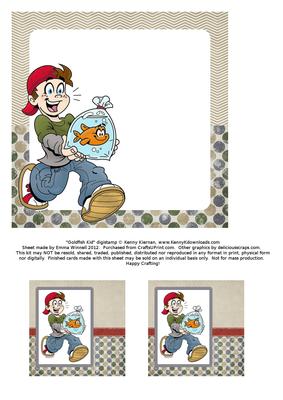 Goldfish Kid - 6x6 Insert & Tags - Khaki, Denim & Red 2