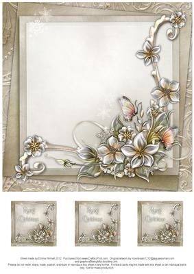 Merry Christmas Winter Flowers 8x8 Insert & Tags - Neutral