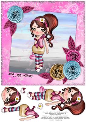 Sassy Teen 8x8 Decoupage Card - Niece - Pink & Blue