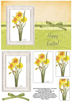 Daffodil Pyramage Easter Card 1 - Peach & Pistachio