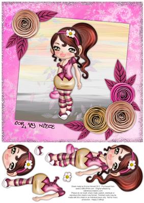 Sassy Teen 8x8 Decoupage Card - Niece - Pink & Beige