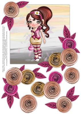 Sassy Teen 8x8 Decoupage Optional Extras - Pink & Beige