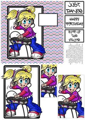 Anime Dj - 6x6 Pyramage Card - Pink, Purple & Indigo