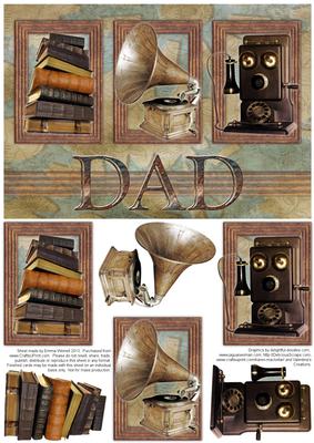 Antique Items A5 Decoupage Card Front - Dad