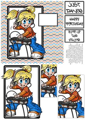 Anime Dj - 6x6 Pyramage Card - Orange & Blue