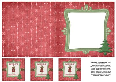 Merry Christmas Girl 6x6 Insert & Tags - Red & Green 2