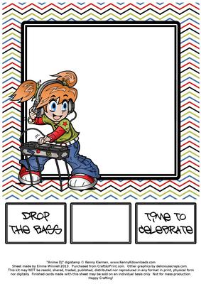 Anime Dj - Insert & Greeting Banners - Khaki Green & Red