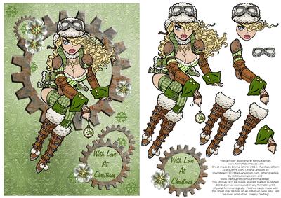 Helga Frost - A5 Christmas Decoupage Card - Olive