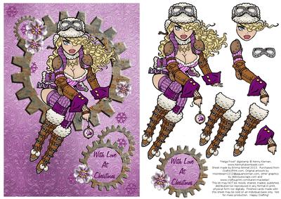 Helga Frost - A5 Christmas Decoupage Card - Violet