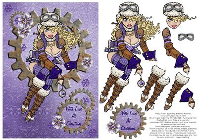 Helga Frost - A5 Christmas Decoupage Card - Purple