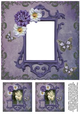 Vintage Lady in Frame 8x8 Insert & Tags 9 - Purple & Green