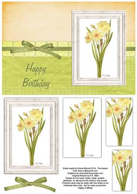 Daffodil Pyramage Birthday Card 2 - Peach & Pistachio