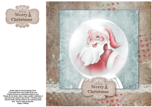Christmas Snowglobe 8x8 Quick Card - Santa