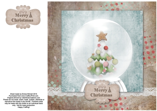 Christmas Snowglobe 8x8 Quick Card - Christmas Tree
