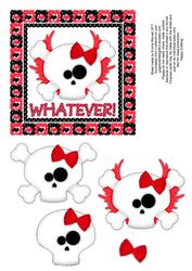 Whatever! Flying Skull and Crossbones Decoupage - Red