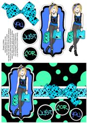 Shopping-mad Punk Teen Decoupage - Aqua, Sky & Dark Blue