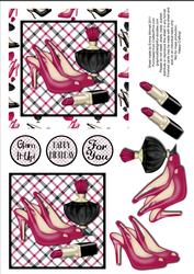Stilettos, Perfume & Lipstick Decoupage - Burgundy & Black