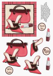 Sophisticated Shoes, Handbag and Lipstick Decoupage - Salmon