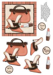 Sophisticated Shoes, Handbag and Lipstick Decoupage - Peach