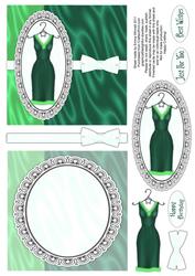 Sophisticated Dress Decoupage Card Front and Insert - Green