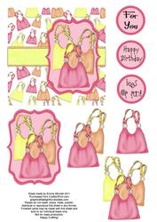 Bags of Fun - Handbag Decoupage Card - Red, Orange & Yellow