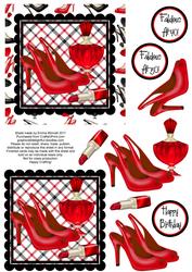 Stilettos, Perfume & Lipstick Decoupage - Red