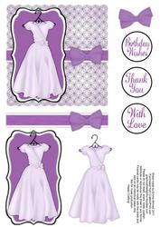 Pretty Dress Decoupage Card Front - Lilac