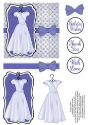 Pretty Dress Decoupage Card Front - Indigo Blue